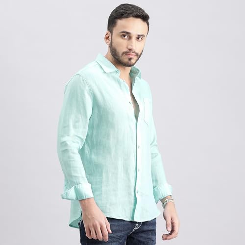 Image of ROOKIES Mens Full Sleeve Slim Fit 100% Lenin Shirt