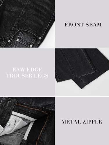 Genleck Women's Wide Leg Jeans Cropped High Waisted Seamed Front Raw Hem Denim Pants Trendy Stretchy Baggy3