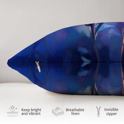 Coussin de canapé extérieur résistant à l'eau avec housse en lin violet 60x60