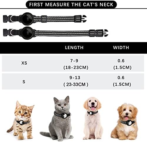 AirTag Cat Collar with Waterproof Cover, Lioenyong Integrated AirTag Cat Collar, Reflective GPS Cat Collar with AirTag Holder and Bell Compatible for the Apple AirTag for Boys Girls Cats