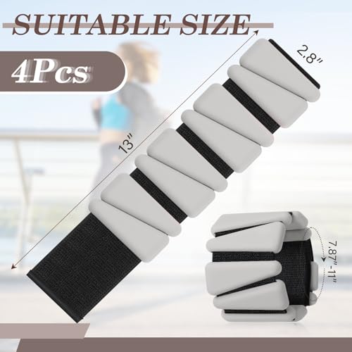 Vinsot Wrist Weights for Women Set of 4（4 Lbs）Adjustable Silicone Ankle Weight Bracelet for Yoga Pilates Gym Workout Running Walking Strength Training(Beige Brown) by Vinsot - Image 2