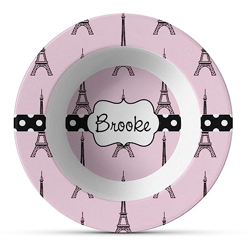 Personalized Eiffel Tower Plastic Bowl - Microwave Safe - Composite Polymer