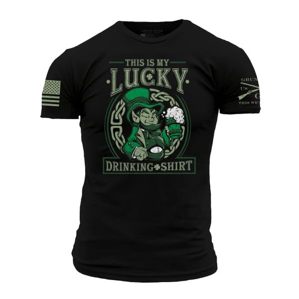 Lucky Drinking T-Shirt for Men in Grunt Style