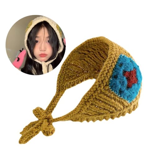 ljhnba Hot Girls Crochet Earflap Hat Knit Triangle Hair Scarf Protect Ear Earflap Hat Girls Camping Taking Photo Earflap Hat3