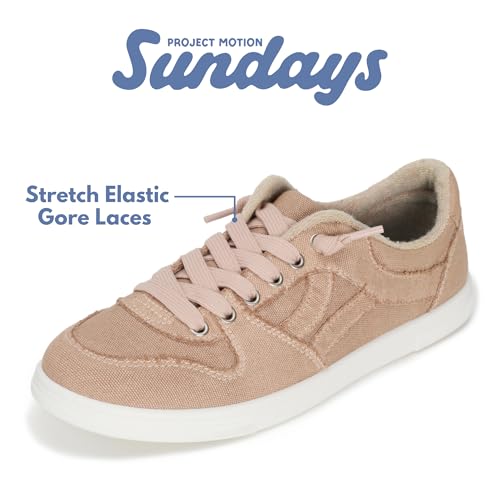 Image of Sundays Canvas Sneakers Women - Memory Foam Insole with Breathable Canvas Shoes for Women Footwear - Non-Slip with Lightweight and Comfortable Womens Sneakers