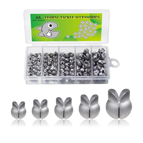 Fishing Split Shot Sinker Set 100 Pieces Mixed Size Weights 1/7-1/50 oz Removable Design with Storage Box for Fresh and Saltwater (Mixed-0.02oz-0.07oz-100pcs)