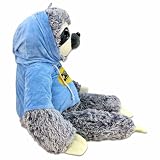 BEMIRO Faultier Kuscheltier XXL – 80 cm, Füllung aus 100% recyceltem Material, mit Hoodie, glitzernde Augen, kuschelig weich (Blau)