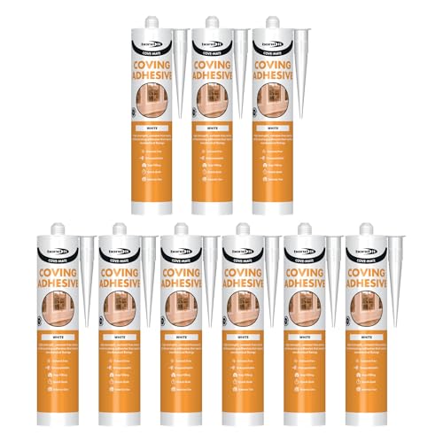 Image of Bond It COVE-MATE Coving Adhesive – 9x White 285ml | Solvent-Free – High-Strength Gap-Filling Adhesive Sealant for Covings – Skirting Boards – & Dado Rails | Premium Sealer Over-Paintable – Quick Grab