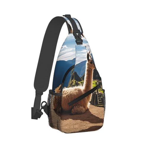 Sacoche homme bandoulière imprimé mouton en polyester durable sac de poitrine mode géométrique