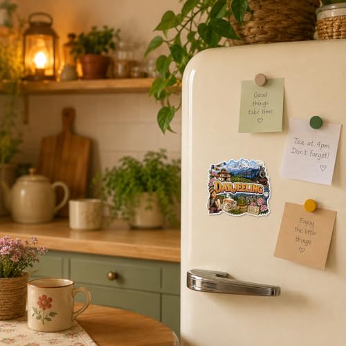 Image of Zesta Wooden Fridge Magnets Set | Refrigerator Decor Magnets for Kitchen | India Souvenir Fridge Magnet Collection | Wooden Magnet for Fridge Door Decoration (Darjeeling)