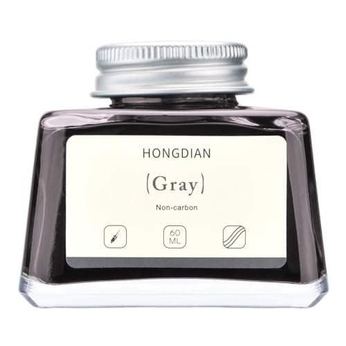 Image of Hongdian Fountain Pen Bottled Ink Gray, 60ml Fountain Pen Ink Bottled for Writing and Calligraphy, Non Carbon
