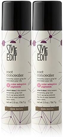STYLE EDIT Root Concealer Touch Up Spray | Instantly Covers Grey Roots | Professional Salon Quality Cover Up Hair Products for Women |Dark Brown, 2 Ounce (Pack of 2)