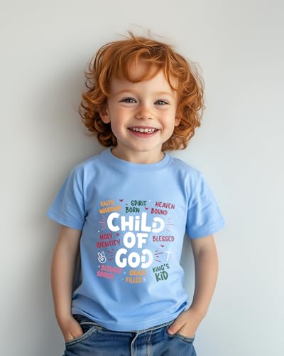 Image of Christian T-Shirts Child of God Shirt Kids Toddler Cute Girls Boys Short Sleeve Tops Graphic I'm A Child of God Tee 2-8 Years