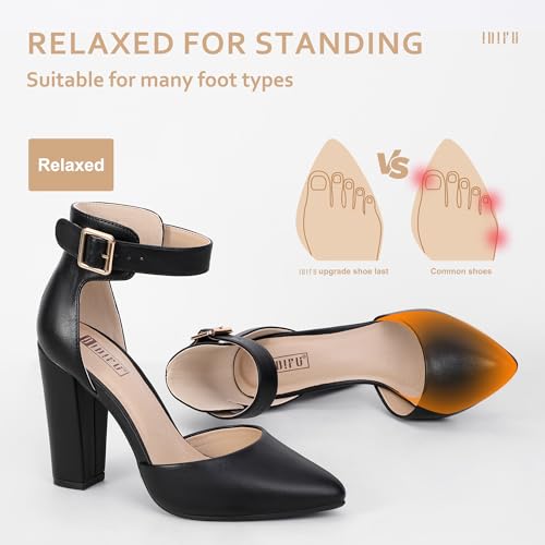 Idifu Women'S In4 Pedazo High Block Heels Pumps Pointed Closed Toe Ankle Strap Dress Wedding Shoes  thumb #2