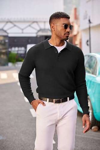 COOFANDY Men's Knit Polo Long Sleeve Sweaters Collared Polo Sweater Casual Dress Pullover Fashion Golf Sweaters4