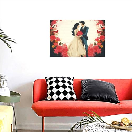 Toile murale moderne Just Married 30,5x45,7 cm pour décoration de salon