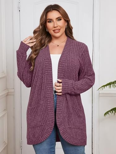 Image of BELAROI Women Plus Size Cardigan Sweater Fall Outfit