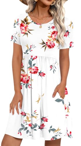 Image of LONGYUAN Womens Long Sleeve Dresses Casual Loose Fit Swing Dress Hide Belly with Pockets