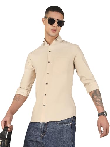 Image of Mens Cotton Lycra Full Sleeve Slim Fit Semi-Formal Shirt | Textured Pattern | Curved Hem