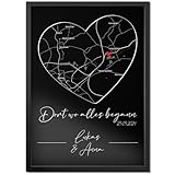 Pictalia - Personalisierte Poster für Paare Herz Wo Alles begann, Treffpunkt, Datum des Treffens, personalisierbarer Text, Geschenk für Männer und Frauen, Valentinstag, Verliebte, Paar-Geschenk