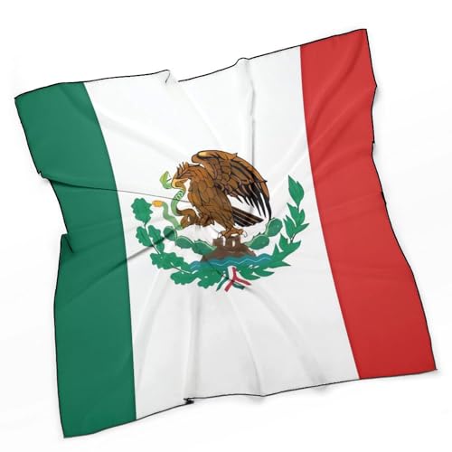 Flag of Mexico Silk Head Scarf Women's Fashion Lightweight Square Scarfs Bandanas Breathable Soft Neck Head Scarves For Travel Handbags Scarf3
