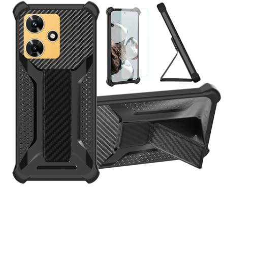 Coque pour Infinix Hot 30 Free Fire Coque Étui Case Cover Hybride [avec Protection d'écran en Verre trempé] [Support magnétique Pliable] [givré résistant aux...