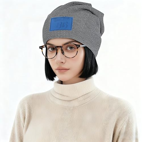 Bonnet extensible épais et léger gris | Chiffre abstrait brodé Gray 17
