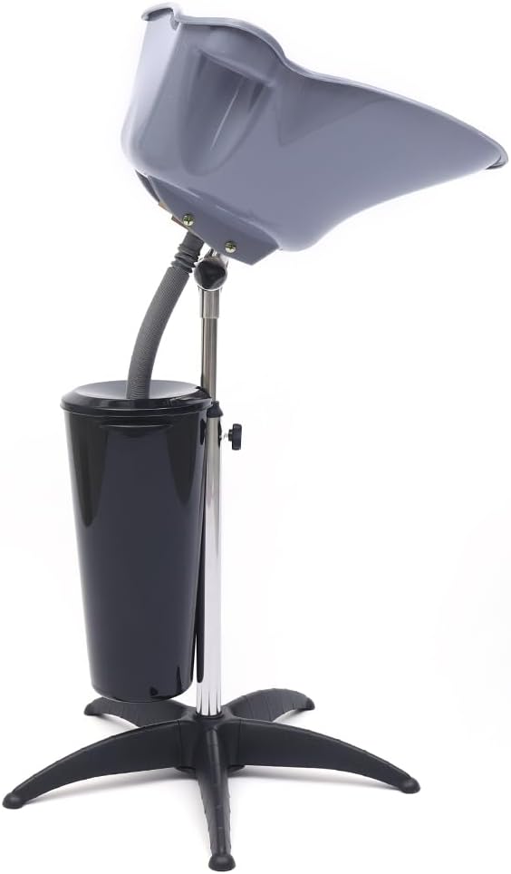 Portable Shampoo Basin Shampoo Basin Hair Washing Sink with 1 Bucket for Water Storage and Drainage Portable Hair Washing Station Adjustable Height and Angle Grey