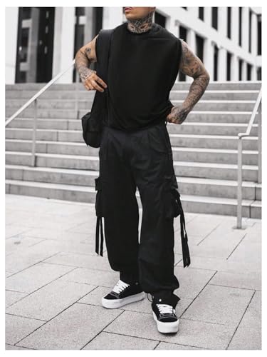 GORGLITTER Men's Sleeveless Cropped Tank Top Y2k Crew Neck Street Shirt Summer Casual Going Out Tops2