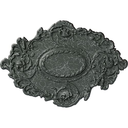 30 3/8"W x 20 3/4"H x 1"P Kinsley Flowing Leaf Ceiling Medallion, Hand-Painted Athenian Green Crackle