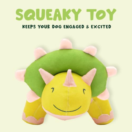 Image of Mutt of Course Jurassic Triceratops Squeaky Dog Toy | Interactive Plush Plaything | Fun Chew Accessory for Large Breeds and Puppies