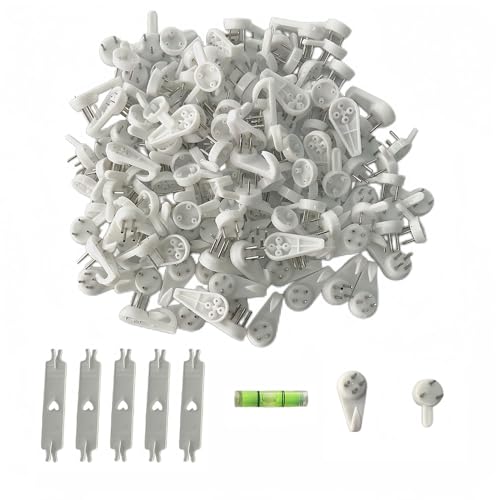 WYAN Picture Hanging Kit for Picture Frame Fixing,for Hard Wall Pictures Frame Easel (MNGHGG-150), White, Silver