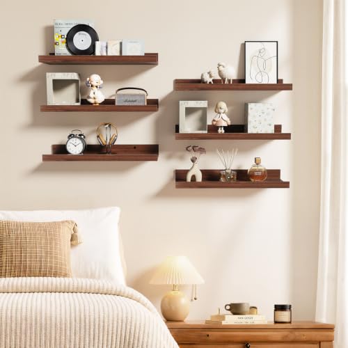 Image of BAYKA 15.7x5.12 Floating Shelves for Wall,Room Decor,Raised Lip,6 Pack