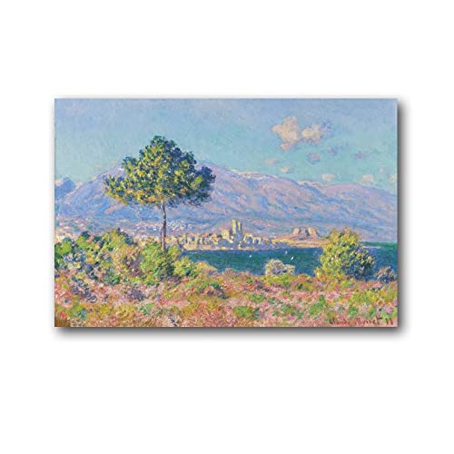 Poster mural représentant Claude Monet Vue du Plateau Antibes Notre-Dame Art mural Impression sur toile Décoration de chambre 20 x 30 cm