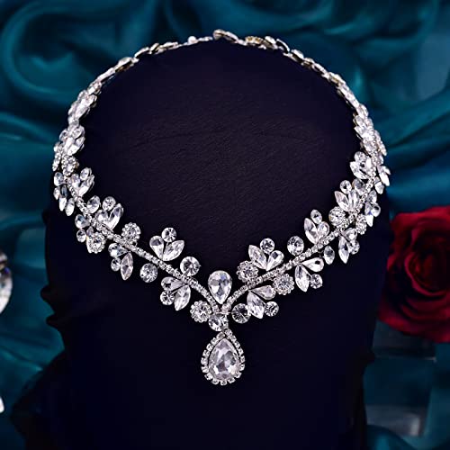 Eiaork Rhinestone Wedding Headband For Bride Bridal Forehead Headpieces For Wedding Crystal Hair Comb Wedding Hair Accessories For Bride And Bridesmaids(Silver #TOP3
