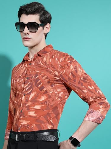 Image of KETCH Men's Cotton Slim Fit Printed Full Sleeve Shirt