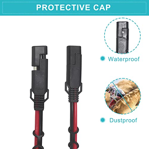 12Ft Sae To Sae Extension Cable 16Awg- Sae Extension Cord, Sae 2Pin Bullet Quick Connect 16Awg Heavy Duty Wire Harness With Waterproof Cap #TOP7