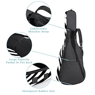 Housse de guitare en tissu Oxford imperméable avec bandoulière réglable Noir et blanc - Les Beatles, Paul McCartney, John Lennon, RIngo Starr, George Harrison Housse de guitare en tissu Oxford imperméable avec bandoulière réglable Noir et blanc – Image 3