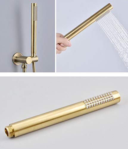 Robinets de baignoire avec valve de mélangeur 2 fonctions or brossé Lopus - 5