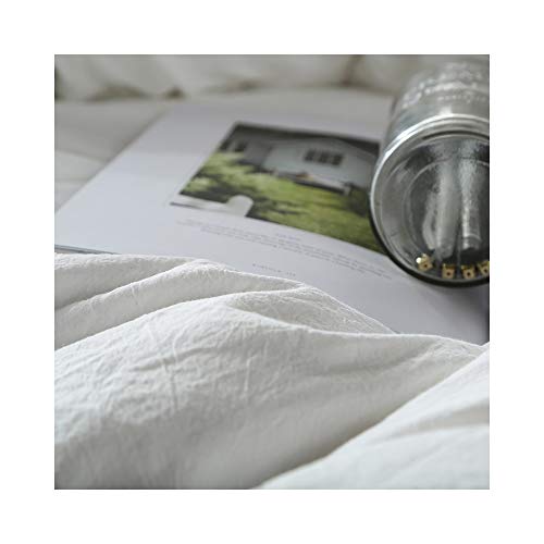 Image of F.Y.Dreams 100% Washed Cotton Duvet Cover for Weighted Blanket 80x87 inches with 16 Ties, Zipper on Long Side /White /Just Duvet Cover