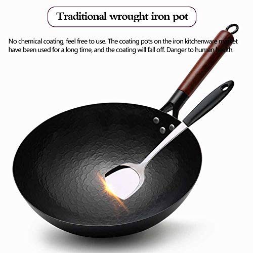 Wok de hierro fundido con fondo redondo antiadherente 30 cm miniatura 6