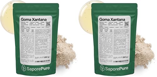 Saporepuro Goma Xantana en polvo 250 gr - espesante natural - ideal para helados, salsas, sorbetes, gel, masa para pizza, mixología, cocina molecular (Paquete de 2)