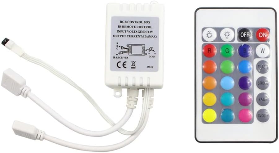 2-Port 24 Keys Wireless IR Remote Controller with Receiver for RGB 3528 5050 LED Light Strip - Dual Outputs