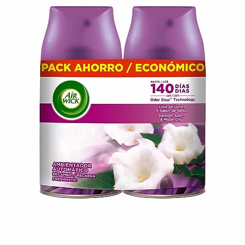 Air Wick Ambientador Freshmatic Recambio Duplo Lirio de Luna y Satén de Seda - 500 ml