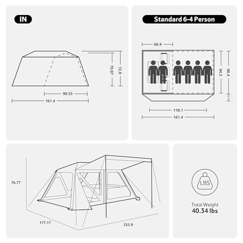 Image of Naturehike Village Instant Tent, 4 Person 8 Person Camping Tent with Full Rainfly, Waterproof Large Cabin Tents for Car Camping