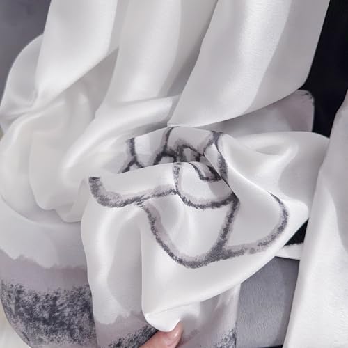 Image of MALINA Women's Polyester Silk Satin Stole Scarf - Soft Lightweight Fashion Wrap, Elegant Floral & Gradient Design, summer stole,Scarf For Women,Premium Stole,Large Size 180x90 cm'