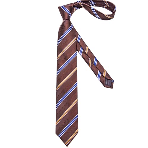 Image of DiBanGu Silk Ties for Men Necktie and Lapel Pin Brooch Set Formal Woven Paisley Plaid Striped Solid Tie Wedding Party