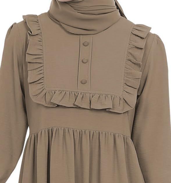 Muslim Closet� Abaya for Young Girls Age Below 14 Years | Kids Abaya with Ruffled Design over chest | Baby Girl Burqa Design (MC-KRFL001)