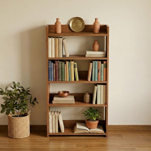 Image of DFC Element Crysta Shelf for Home, Living Room & Bedroom | Engineered Wood Storage Shelf with Open Display Design | Space Saving Organizer for Books, Decor & Daily Essentials (Natural Oak, 4 Level)