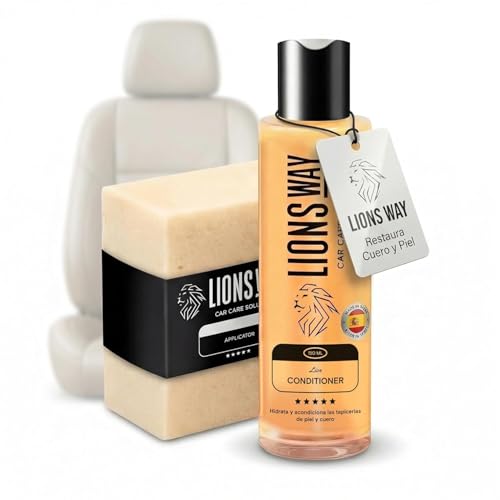LionsWay: Crema Hidratante y Restauradora de Cuero y Piel. Hidratador, Acondicionador y Reparador Líquido para Asientos de Coche, Vinilo. Renueva y Proteger - Apto Colores. (150ml + Aplicador)